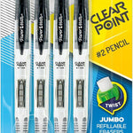 Paper Mate Clearpoint Mechanical Pencils, 0.7mm HB #2 Lead, Black Barrels, 4 Count - School Supplies, Note Taking