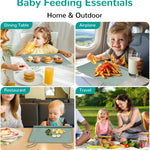 Silicone Placemat for Toddler Eating: Wipe Clean & Roll Up in The Diaper Bag - Table Mat for Restaurant/Travel/On-The-Go