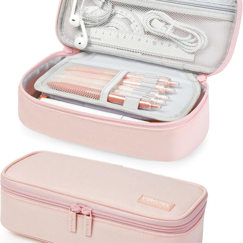 YOKUMA Pencil Case,Large Capacity Pencil Pouch,Aesthetic Zipper Pencil Box, Back to School Supplies for College Student Teen Adults,Travel Essentials,Electronic Cable Organize