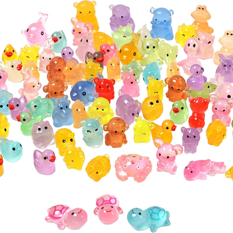 Mini Resin Ducks Tiny Animals Various Small Animals Dog, Rabbit, Turtle, Chick, Bird Glow in The Dark for Garden Micro Landscape Potted Dollhouse Decor（Random Style）