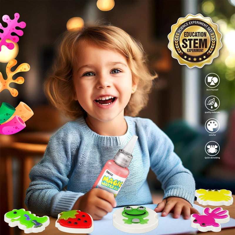 Magic Water Toy Elf Kit: 12 Color Gels, Shape Molds, STEM Aqua Crafts for Kids 3+