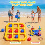 MGparty Pool Toys Games Set, 2-in-1 Inflatable Tic Tac Toe and Ring Toss Game, Outdoor Swimming Pool Party Floats Water Toys for Kids Teens Adults