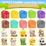 20-Piece Farm Animals Toy Set for Toddlers, Montessori Counting and Matching Fine Motor Games