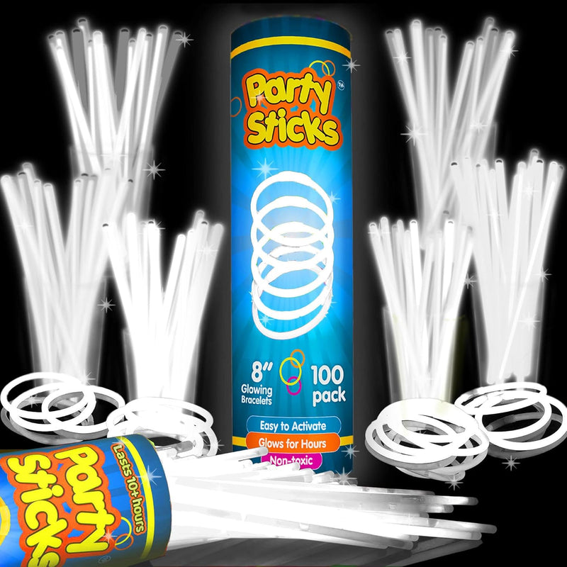 PartySticks Glow Sticks 100pk - 8 Inch Waterproof Glow in the Dark Light Up Sticks - Kid-Safe and Non-Toxic