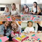 Maynacs Friendship Bracelet Making Kit for Girls 8-12, 28 Pre-Cut Threads | 28 Pre-Cut Threads in 14 Colors, 100 Letter Beads, Hidden Storage Tray - Screen-Free Travel Craft Kit for Kids and Teens