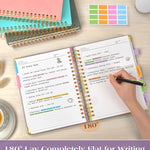 Spiral Notebook Journal with Removable Dividers Tabs, 300 Pages Hardcover Leather 5 Subject College Ruled Notebook, 8"x10" Large B5 Lined Journal for Women Men, Spiral Notebooks for Work School,Purple