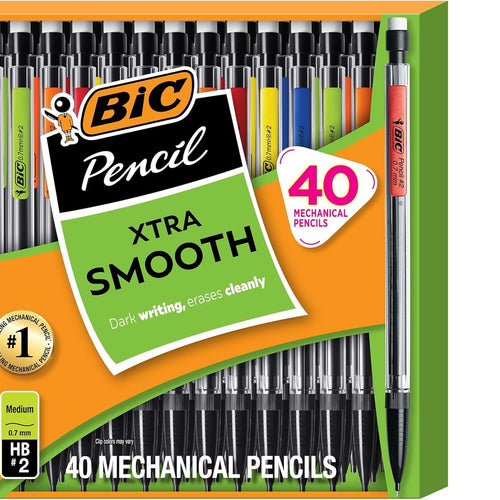 BIC Xtra Smooth Mechanical Pencil with 0.7 mm Medium Point ,Refillable and Retractable, School Supplies for Students and Teachers, 40-Count Pack