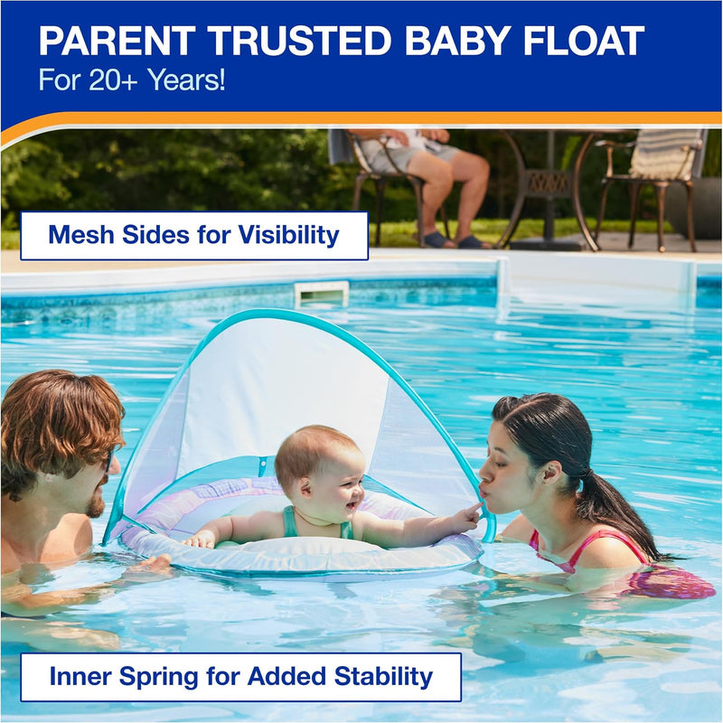 SwimWays Baby Spring Float with Adjustable Canopy and UPF Sun Protection for 9-24 Months