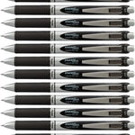 Pentel EnerGel RTX Retractable Liquid Gel Pen, (0.7mm) Medium Line, Metal Tip, Black Ink, Box of 12 (BL77-A)