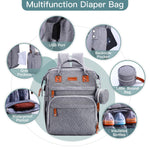ISMGN Diaper Bag Backpack with Changing Station, Baby Bag for Mom, Grey | Baby Diaper Bag, Large Diaper Bag Backpack, Baby Bags for Boys Girls, Mens Diaper Bag, Diaper Backpack for Women