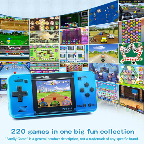 Handheld Game Console for Kids: 220 Retro Video Games, 3" LCD, Rechargeable Battery