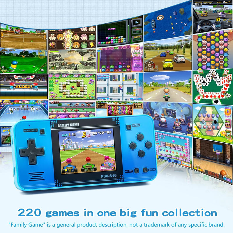 Handheld Game Console for Kids: 220 Retro Video Games, 3" LCD, Rechargeable Battery