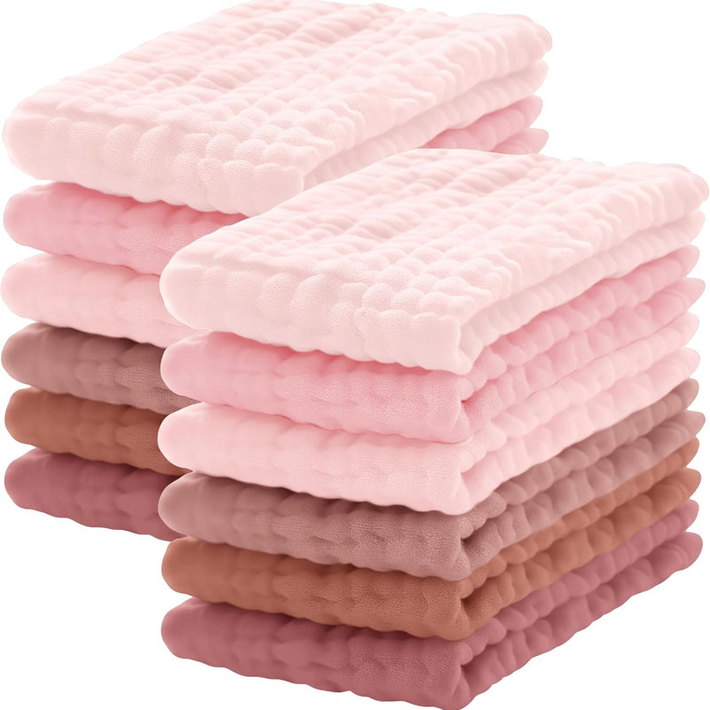 Lovely Care 12 Pack Muslin Burp Cloths 100% Cotton Muslin Cloths Large 20''x10'' Extra Soft and Absorbent Baby Burping Cloth - White