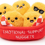 Emotional Support Chicken Nuggets by Relatable, Cuddly Stuffed Animals and Toys, Squishy Toys and Plushies, Great Gift Ideas for Loved Ones of All Ages, Includes 5 Plushies with Carrying Basket