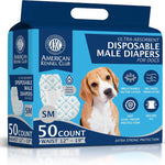 American Kennel Club Male Dog Wrap, Disposable Diapers with Wetness Indicator, Medium, 50 Count
