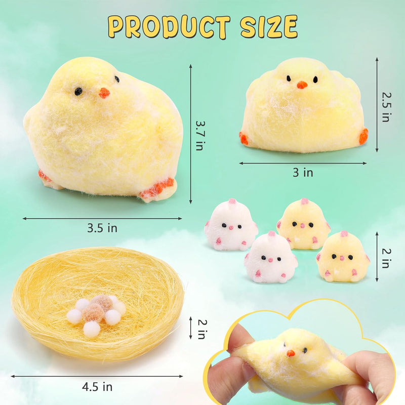 6Pcs Taba Handmade Squishy Chick Toys Stress Relief Squeeze Toy. Cute Sensory Toys. Handmade Soft Silicone StickyToys. Bouncy Stress and Relaxation Toys. Stretchable Springy Toys