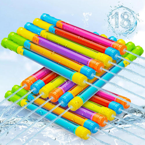 Water Gun Squirt Toys for Kids Adults Shoot Up to 40 Feet 18 Pack | Outdoor Super Blaster, for Age 3-4-5-8-12 Bulk, Fun Water Squirter for Swimming Pool Beach Summer Outside Party Games