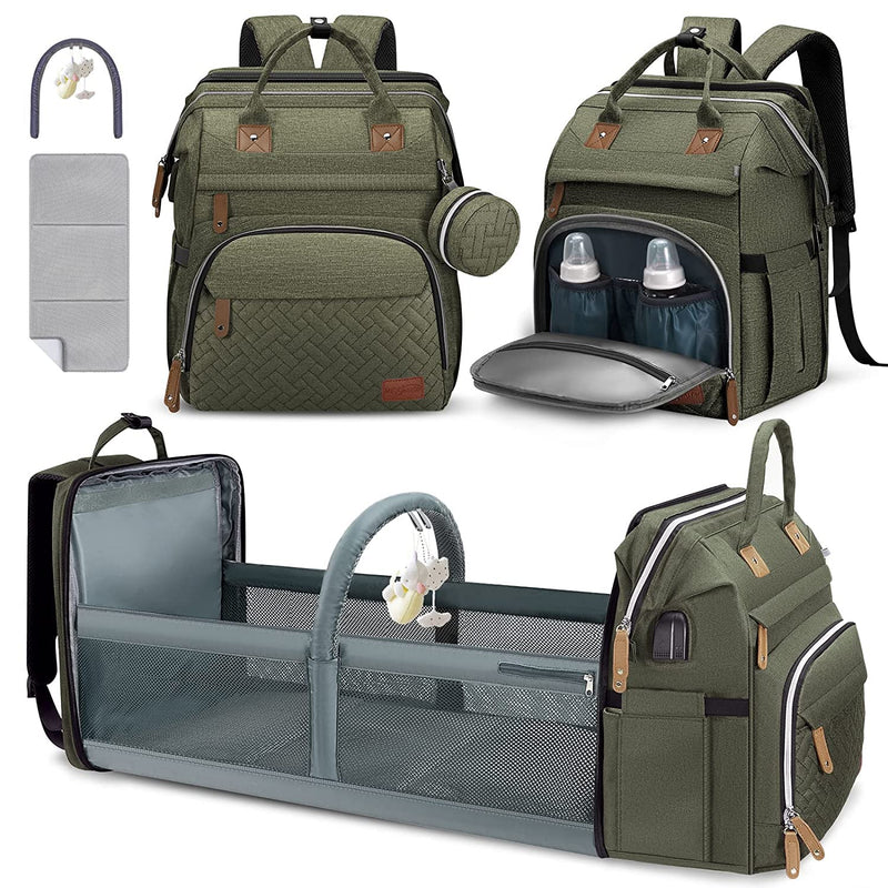 Diaper Bag Backpack, Large Baby Bag with Changing Pad, Thick Padded Back & Straps, Laptop Compartment, Waterproof Travel Backpack with USB Port, Multi-Function for Mom & Dad, Black