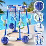 JUKUDAHU Pool Basketball Hoop, 2-in-1 Boy Pool Toys for Kids Ages 4-8 | Floating Pool Ring Game with 4 Balls and Pump, Outdoor Swimming Water Play Toy, Summer Water Toys for Kids Adults Age 3-12