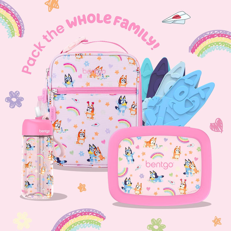 Bentgo + BLUEY Kids Prints Leak-Proof, 5-Compartment Bento-Style Kids Lunch Box - Ideal Portions for Ages 3-7, Durable, Drop-Proof, Dishwasher Safe, & PFAS & BPA-Free Materials (Hearts & Crafts)