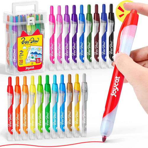 JoyCat Click & Draw Washable Markers for kids with Retractable Tips,20 Colors Markers Set,retractable marker for Toddlers Kids, Ideal arts & crafts supplies,coloring markers,Holiday Gifts for Kid.