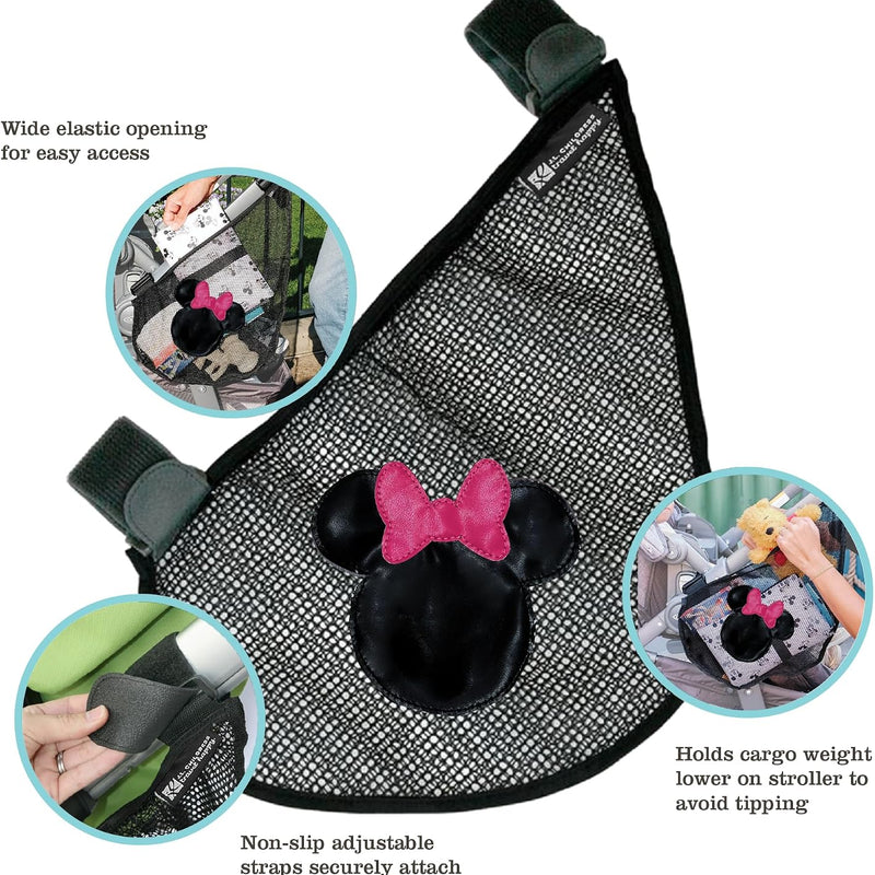 J.L. Childress Disney Baby Side Sling Stroller Organizer & Caddy, Minnie | Disney universal stroller net attachment adds accessible storage for baby essentials to strollers with secure non-slip straps