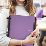 Five Star Flex Refillable Notebook + Study App 1 Inch O-Rings Binder with Pockets Tabs and Dividers, 220 Sheet Capacity, Includes 60 Sheets 8.5" x 11" College Ruled Paper, Amethyst (29328AB6)