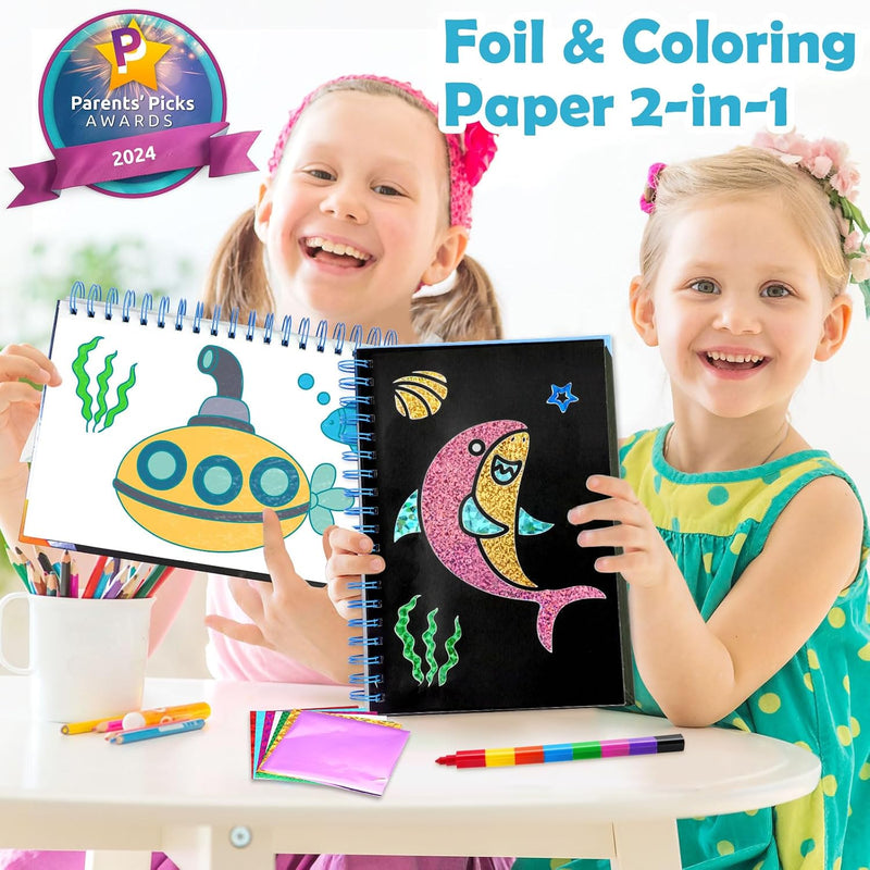 FUNNYB&G Foil Art Craft Kit for Kids, Sparkly Birthday Gift Toy for Kids
