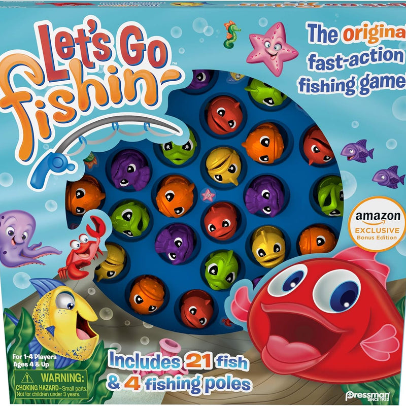Pressman Let's Go Fishin' Game - Classic Fast-Action Fishing Fun for 1-4 Players