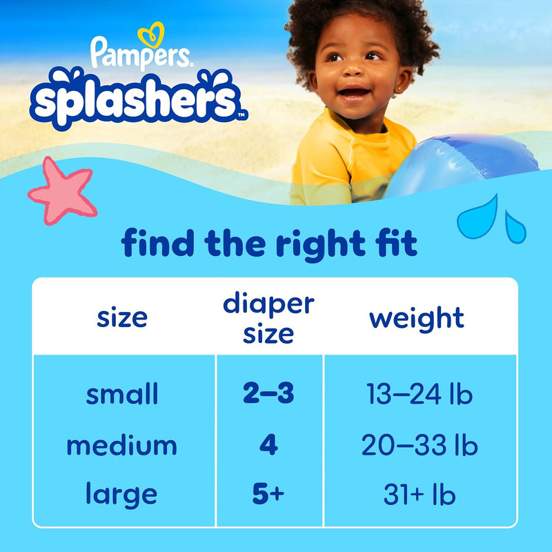 Pampers Swim Diapers - Splashers - Size 2-3, 20 Count, Gap-Free Disposable Baby Swimming Pants
