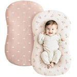Konssy 2 Pack Muslin Baby Lounger Covers, Covers Only, 30.7" x 20" | 100% Cotton, Soft & Breathable, Baby Nest Slipcover, Envelope Closure, Pre-Washed for Lasting Fit (Brown,Wheat)
