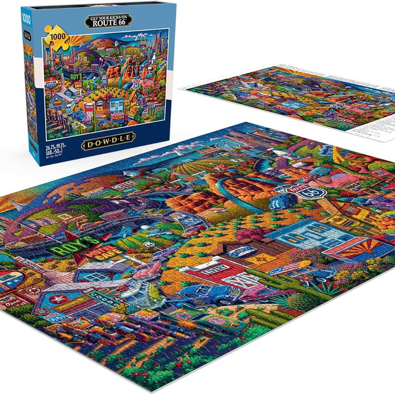 Buffalo Games Eric Dowdle Get Your Kicks on Route 66 Jigsaw Puzzle - 1000 Piece, Adult, 26.75 x 19.75 in - Puzzles for Adults - Includes Reference Poster - Relaxing Game Night Activity