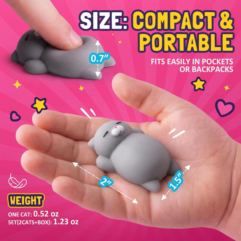 Nutty Toys Squishy Cat Set - 2" Soft Silicone Kawaii Kitties, Top Stress Relief Toy 2026 Unique Gifts for Teens Kids Women Men Adults Best Teenage Girls Teen Boy Tween Christmas Stocking Stuffers Idea