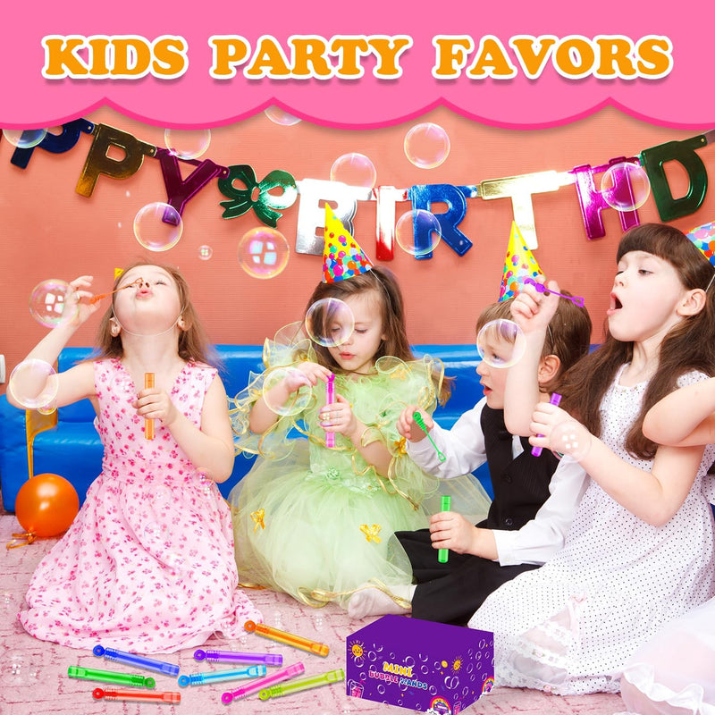 32-pack mini bubble wands for kids, 4.2 inches, 8 colors, non-toxic, toddler-friendly party favor supplies