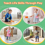 Meland 8-Piece Kids Cleaning Set with Toy Vacuum and Broom | Toddler-size broom and toy vacuum encourage household role play, coordination and pretend play, gift for boys girls ages 3-6