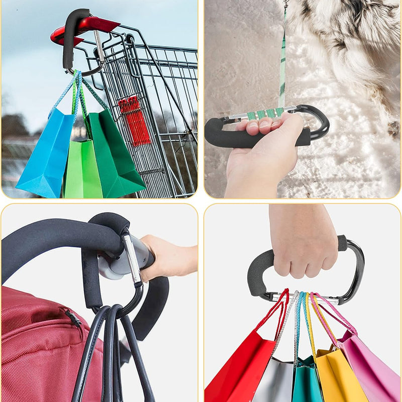 Stroller Hooks, 6.3" Large Stroller Clip, 2 Pack Stroller Hooks for Hanging Bags and Shopping, Stroller Accessories for Mommy, Large Carabiner