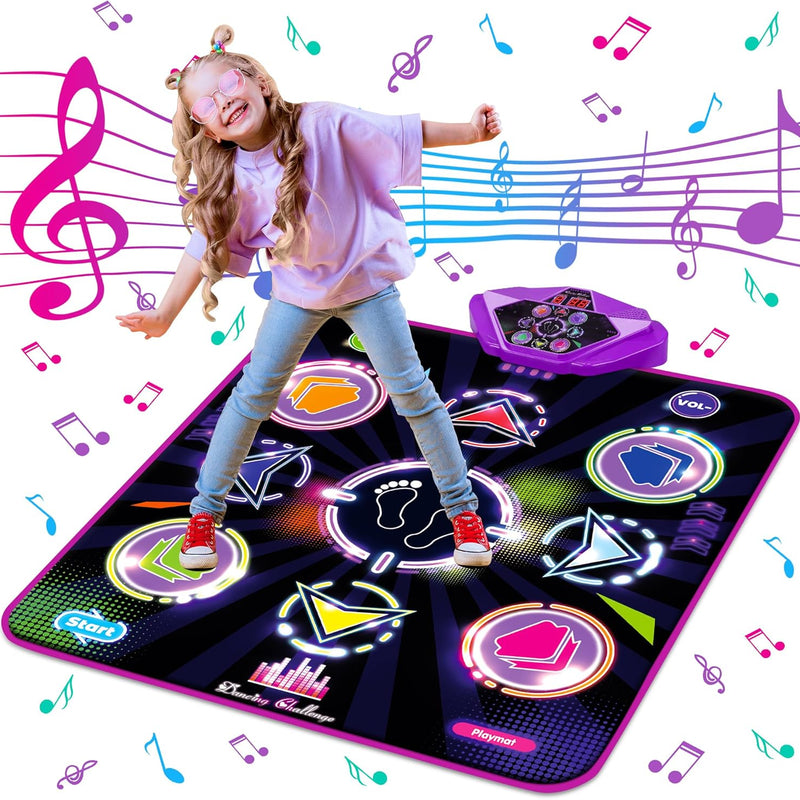 Dance Mat with LED Lights, Adjustable Volume, 5 Game Modes, Portable Music Dance Mat for Kids and Adults