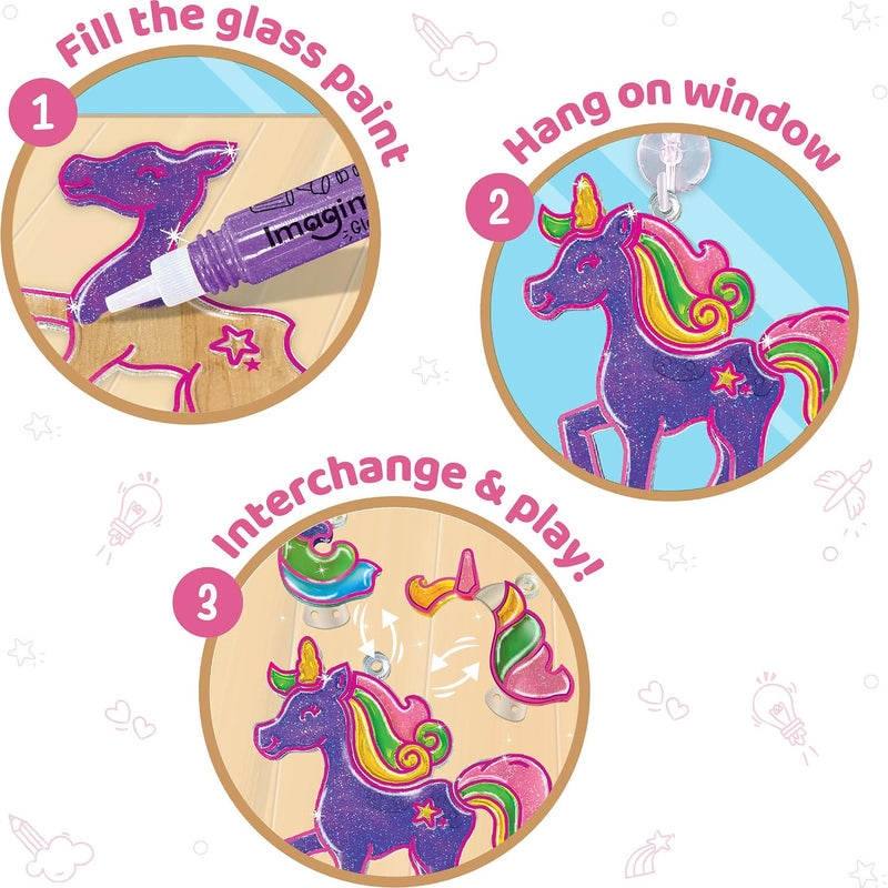 Imagimake Window Art Princess & Unicorn | Mermaid Suncatcher Kit | 32 Pieces Glass Painting Set | Kids Activities Ages 5-8 | DIY Craft Kit | Birthday Gift for Girls Ages 5,6,7,8,9,10,12 Years Old