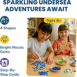 Little Jupiter DIY Mosaic Kit - Builds 4 Different Sea Mosaic Art Pieces - The Perfect Arts and Crafts for Girls and Boys Ages 8-12 - Kids Art Set Activity for Birthdays, Christmas, Holidays, & More