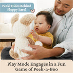 GUND Baby Peeki the Puppy Animated Plush, Singing Stuffed Animal, Sensory Toy for Babies and Toddlers, Plays Peek-a-Boo and Sings, Brown/Cream, 12”