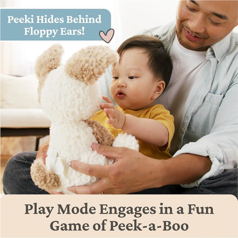 GUND Baby Peeki the Puppy Animated Plush, Singing Stuffed Animal, Sensory Toy for Babies and Toddlers, Plays Peek-a-Boo and Sings, Brown/Cream, 12”