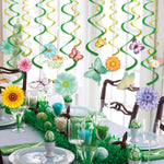 33pcs Spring Flower & Butterfly Hanging Decorations with LED Lights for Easter, Birthday Parties, and Home Decor