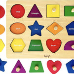 Dailyfunn Montessori Wooden Shape Peg Puzzles for 12-18-24 months, BPA-Free, Non-Toxic Paint