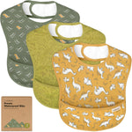 KeaBabies 3-Pack Waterproof Baby Bibs for Eating, Lightweight (Ocean) | Toddler Feeding Bibs with Large Food Catcher, Mess Proof, Food-Grade, Baby Eating Essentials, Easy to Put On & Clean