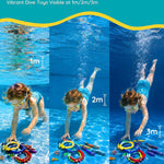 20Pcs Summer Pool Diving Swimming Toys for Kids Ages 3-12, Fun Swim Games Sinking Set, Underwater Dive Gifts with Storage Bag Include Torpedo Gems Shark Rings Sea Animals for Boys Girls