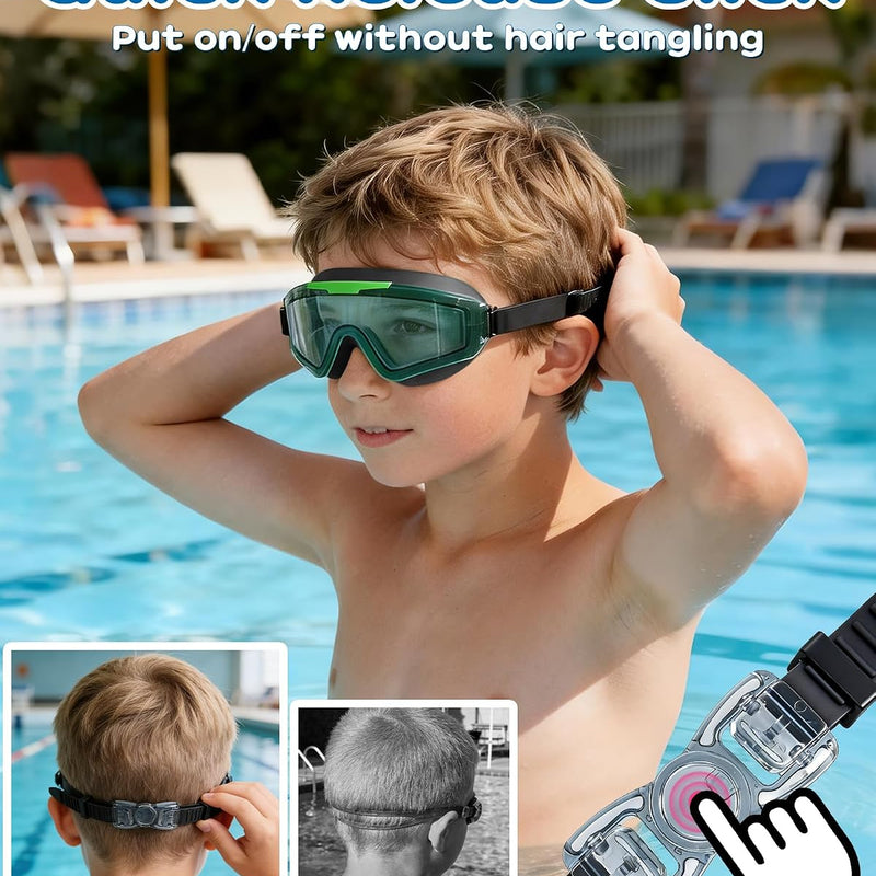 Freela 2 Pack Kids Swim Goggles for 8-16, Anti-Fog UV Protection Extra Silicone Layer Swimming Goggles for Youth Boys Girls