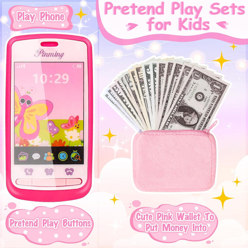 Oisacirg Play Purse with 23PCS Pretend Makeup, Princess Toys for Girls 3-12 | Crossbody Bag, Phone, Wallet, Sunglasses, Makeup for Princess Role Play, Birthday, Mom-Daughter Fun, Multi-Scene Pretend Play