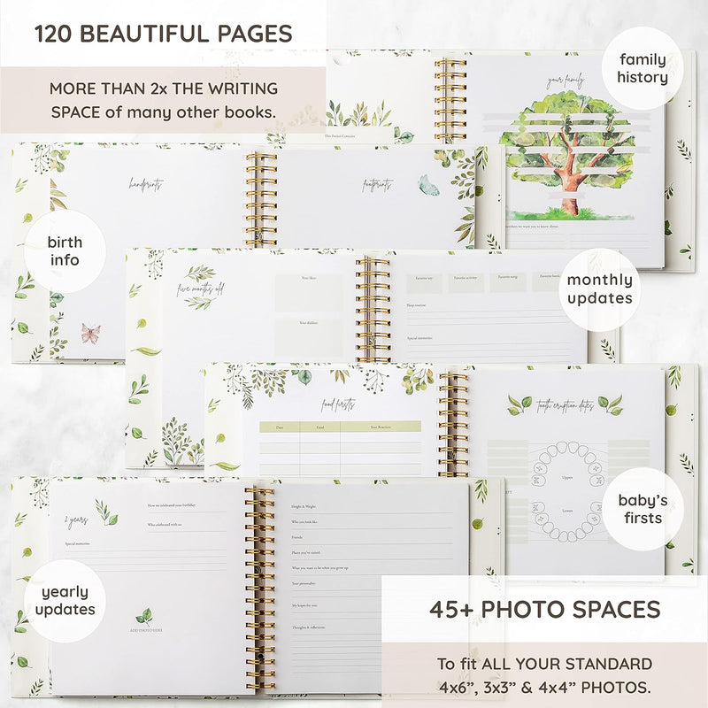 Keepsake Baby Memory Book – Timeless Gender Neutral First 5 Year Baby Book | For Baby Boy or Girl – Record Entire Birth-Age 5 – Milestone Book – Baby Journal Scrapbook Photo Album – Reveal & Shower Gift