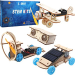 STEM Building Kits for Kids Ages 8-14: Solar Car, Biplane Glider, Binoculars, Wind Car
