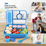 Amathley Bento Box Adult Lunch Box Kids,Lunch Containers for Adults/Kids/Toddler,5 Compartments Bento Lunch Box with Sauce Vontainers,Microwave & Dishwasher & Freezer Safe,BPA-Free (Blue)